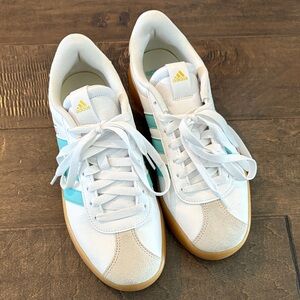 Adidas Women's White and Teal Sneakers